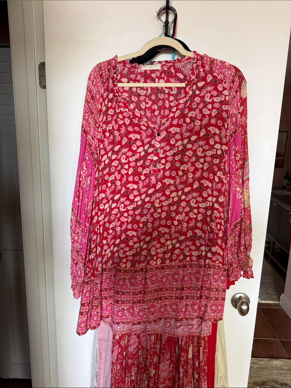 Spell Pink Floral V-Neck Boho Tunic